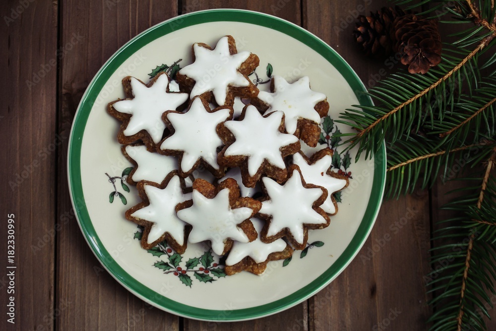 Overhead view of Xmas star cookies
