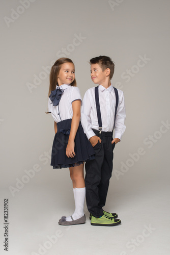 Happy young couple go to first day of school