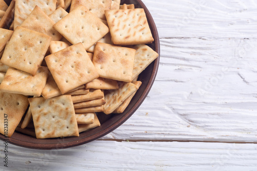 Homemade crackers in bowl