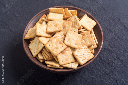 Homemade crackers in bowl