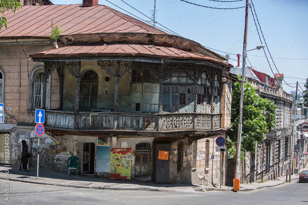 Tbilisi city in Georgia hils roofs and mountains streets Tbilisi city in Georgia hils roofs and mountains streets