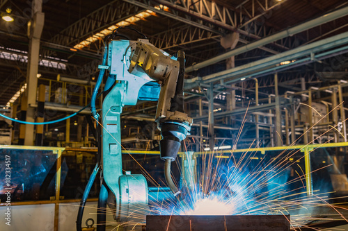 Robot welding in factory
