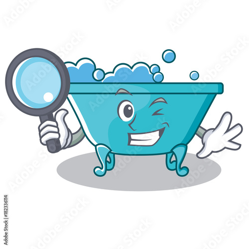Detective bathtub character cartoon style