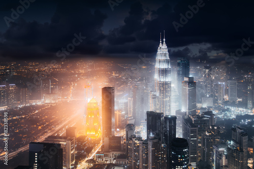 Photography Aerial skyline view to Kuala Lumpur city, Malaysia