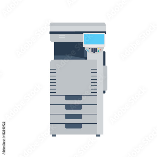 Printer machine photocopier copy office. Photocopy vector copier icon paper illustration print