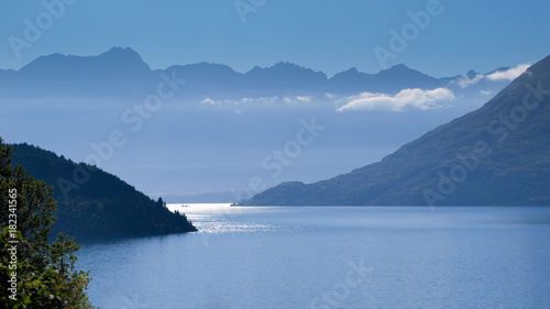 Blue Haze over Lake Wakatipu and Remarkables Mountains