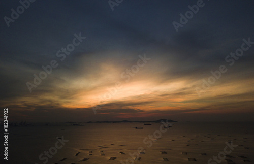 Colorful of sunset on sea scape background  