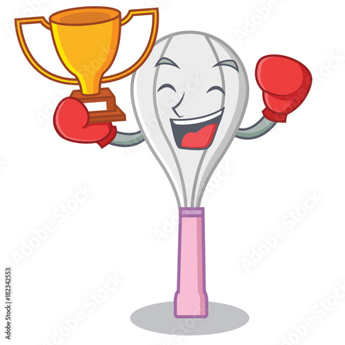 Boxing winner whisk character cartoon style