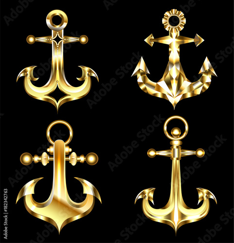 сSet of gold anchors