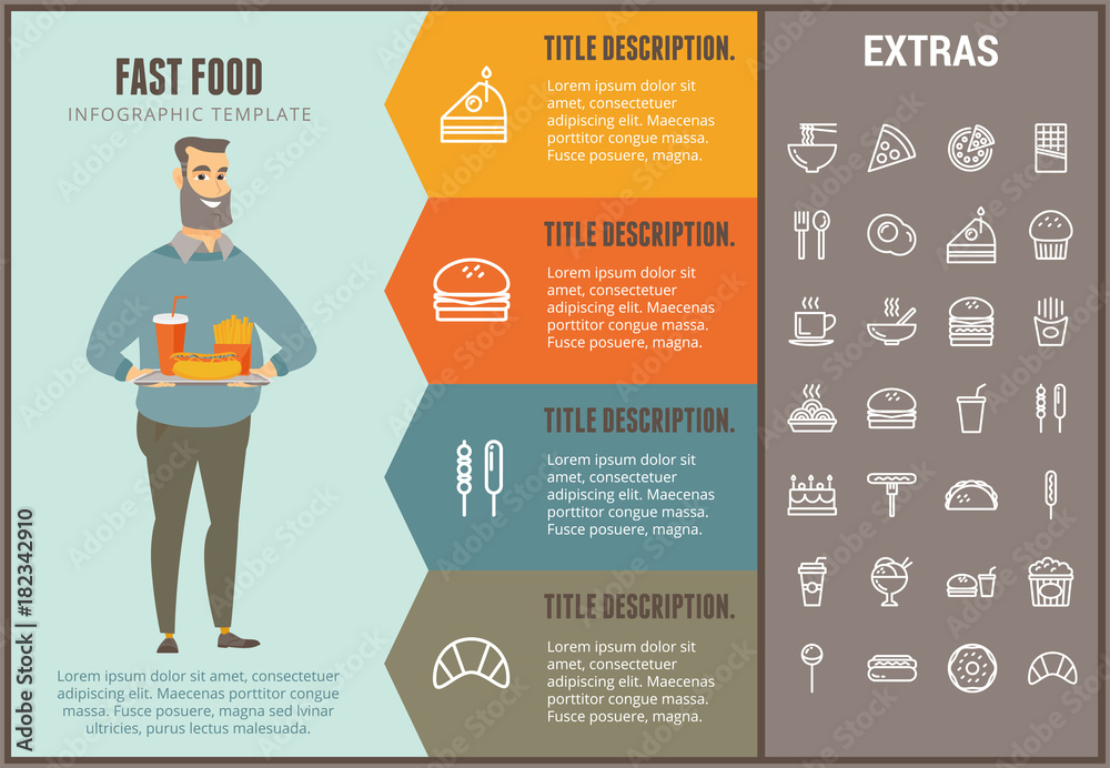 Fast food infographic options template, elements and icons. Infograph ...