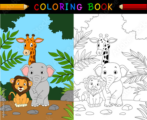 Photography Cartoon safari animal coloring book