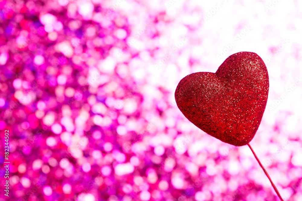 Valentine's day theme with heart shaped decoration on bokeh background