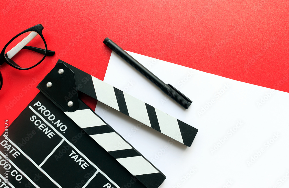 Fototapeta premium film director's desk. top view shot