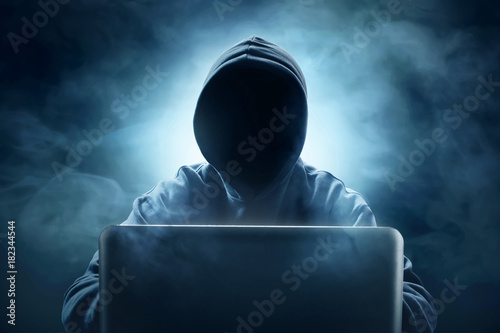 Tela Hacker using laptop