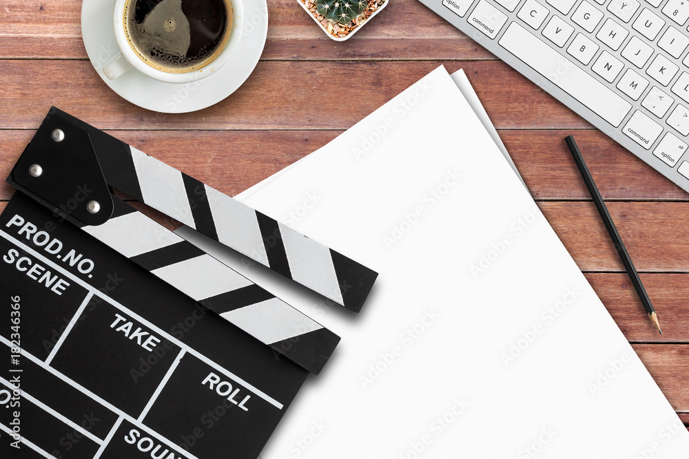 Naklejka premium film director's desk. top view shot