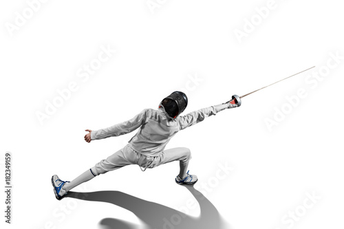 male fencer in action isolated