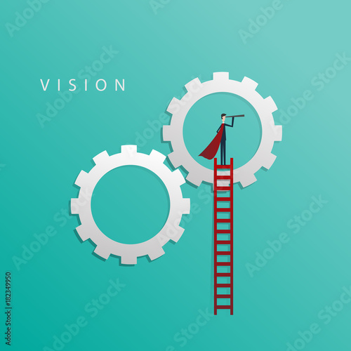 Minimalist stile. vector business finance. Successful vision concept with  icon of businessman and telescope, Symbol leadership, strategy, mission, objectives.