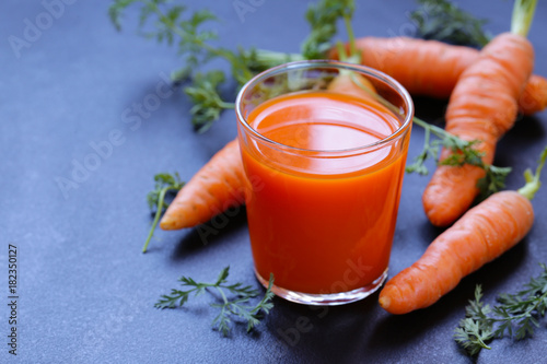 Natural fresh juice from organic carrots