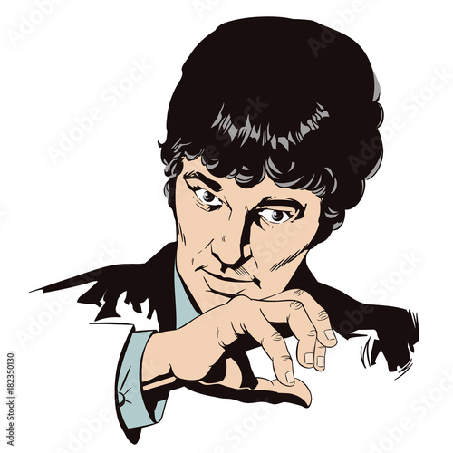 Businessman guarding off with hand. Stock illustration.