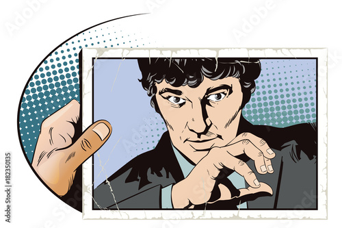 Businessman guarding off with hand. Stock illustration.
