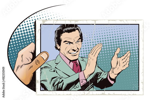 Businessman and metrosexual claps his hands. Stock illustration.