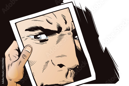 Portrait of confident macho. Stock illustration.