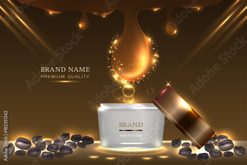 Cosmetic container with advertising background ready to use, luxury skin care ad. Illustration vector.