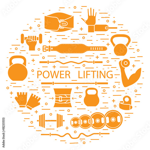 Weightlifting training objects arranged in a circle.