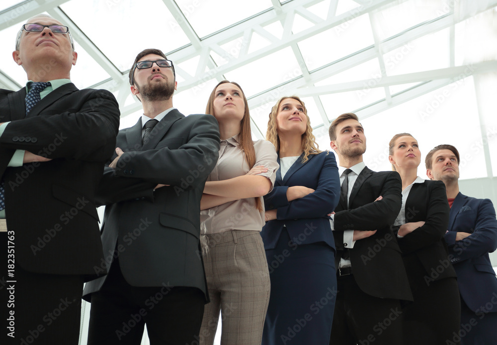 bottom view. successful business team standing together bottom view. successful business team standing together