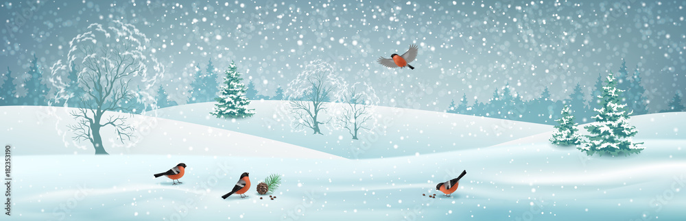 Obraz premium Vector Winter Landscape
