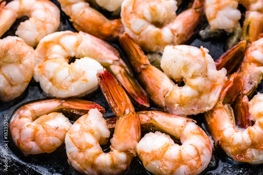 Background with shrimp, preparing dish with seafood, mediterranean food concept Background with shrimp, preparing dish with seafood, mediterranean food concept