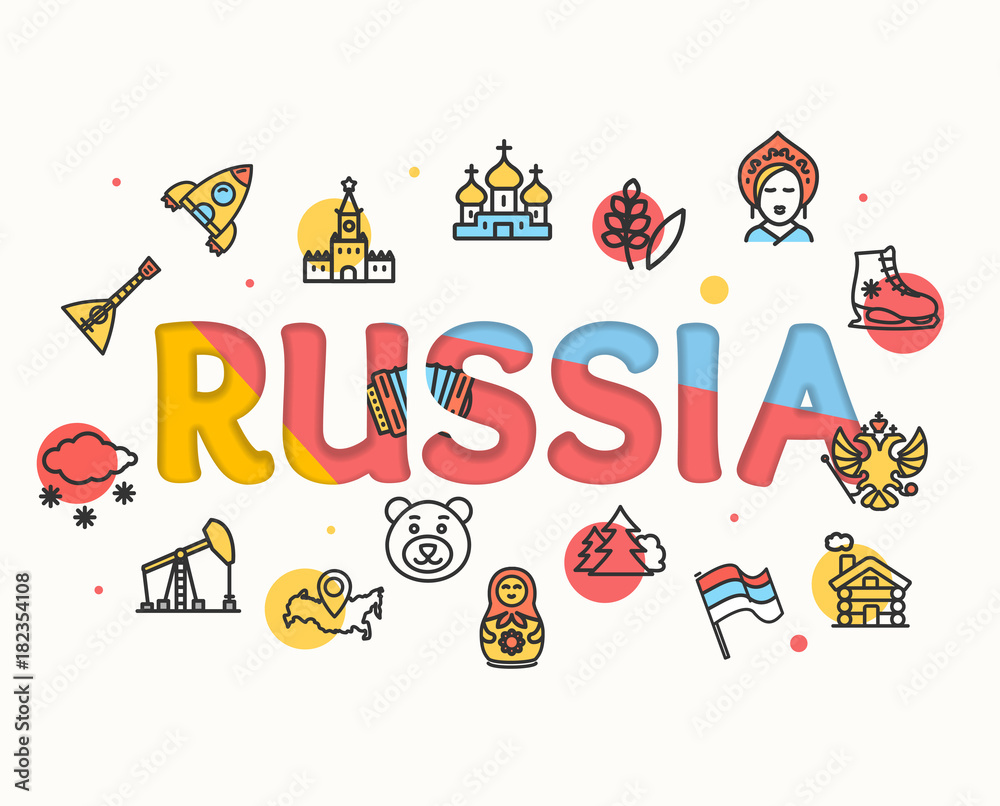 Russia Design Template Line Icon Concept Paper Art. Vector Russia Design Template Line Icon Concept Paper Art. Vector
