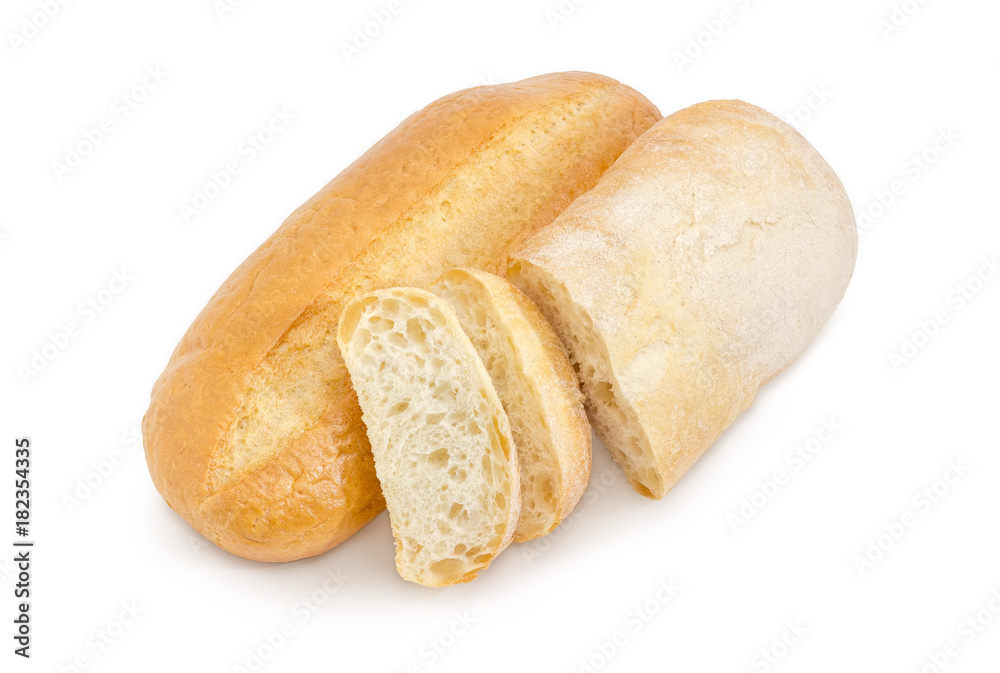 Whole wheat bread and partly sliced ciabatta