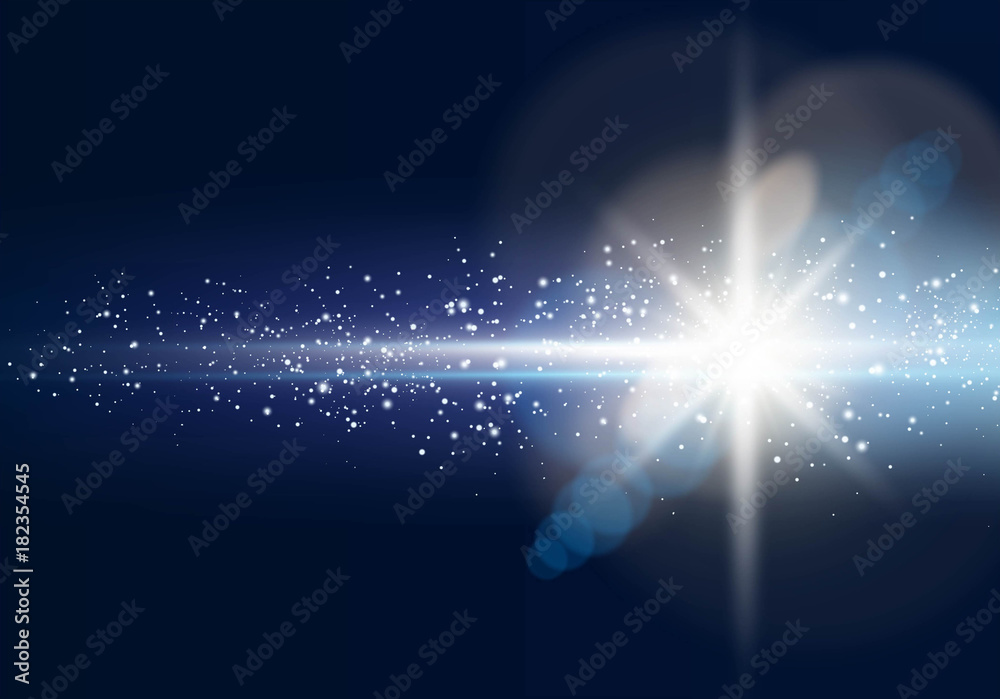 Glowing light star with lens flare - obrazy, fototapety, plakaty 