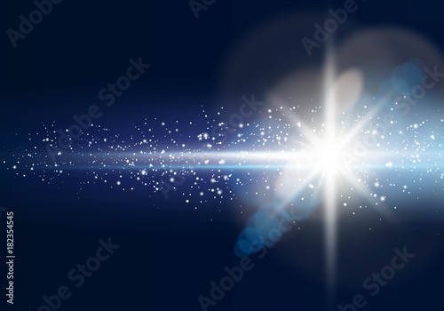 Valokuvatapetti Glowing light star with lens flare