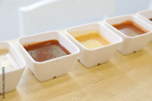 Slika na platnu close up sauce and condiments set