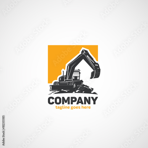 Vector wheeled excavator logo.