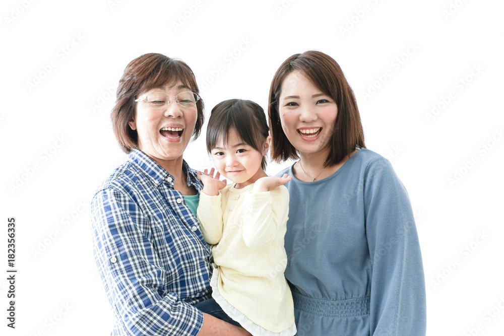 仲良しの子供と母とおばあさん 仲良しの子供と母とおばあさん