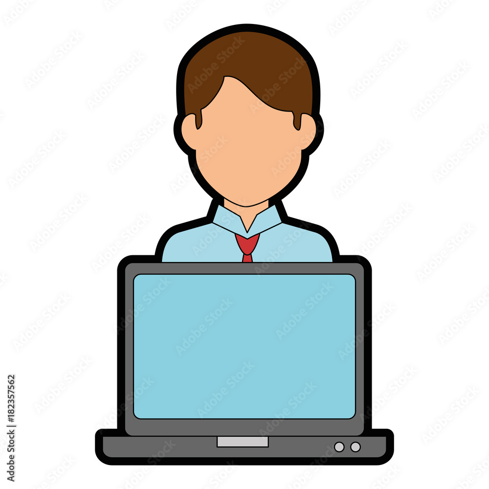 laptop computer with user vector illustration design laptop computer with user vector illustration design