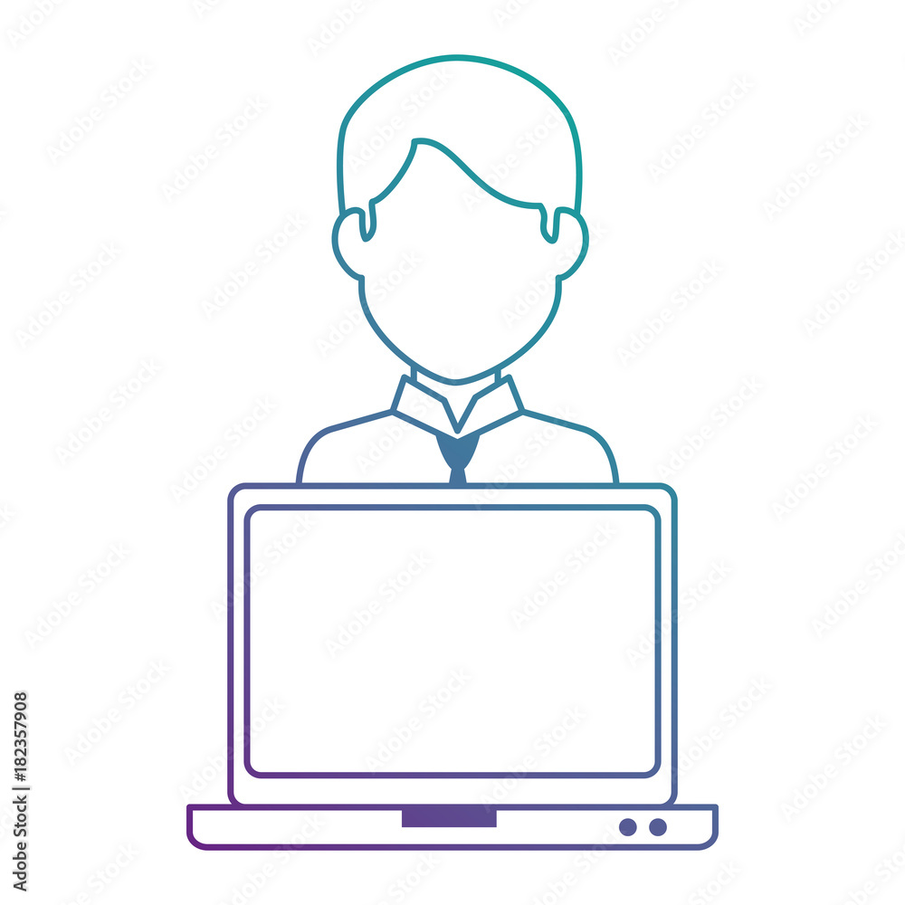 laptop computer with user vector illustration design laptop computer with user vector illustration design