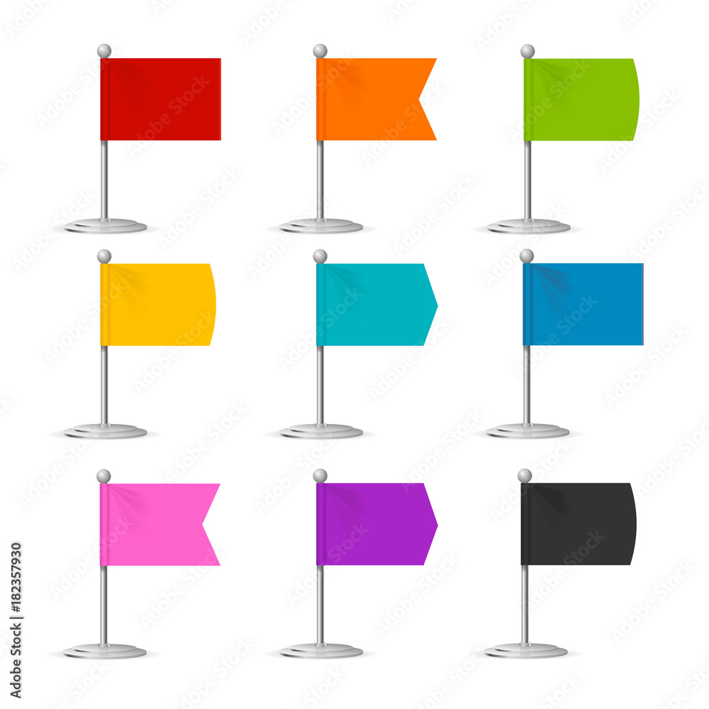 Obraz premium Realistic 3d Detailed Color Flags Icons Set. Vector