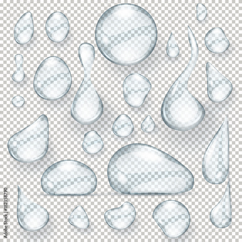 Water drops realistic set isolated illustration. Graphic concept for your design