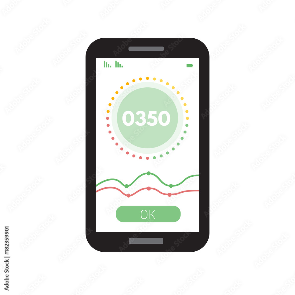 Credit score app gauges. Vector illustration in flat style. Credit score app gauges. Vector illustration in flat style.