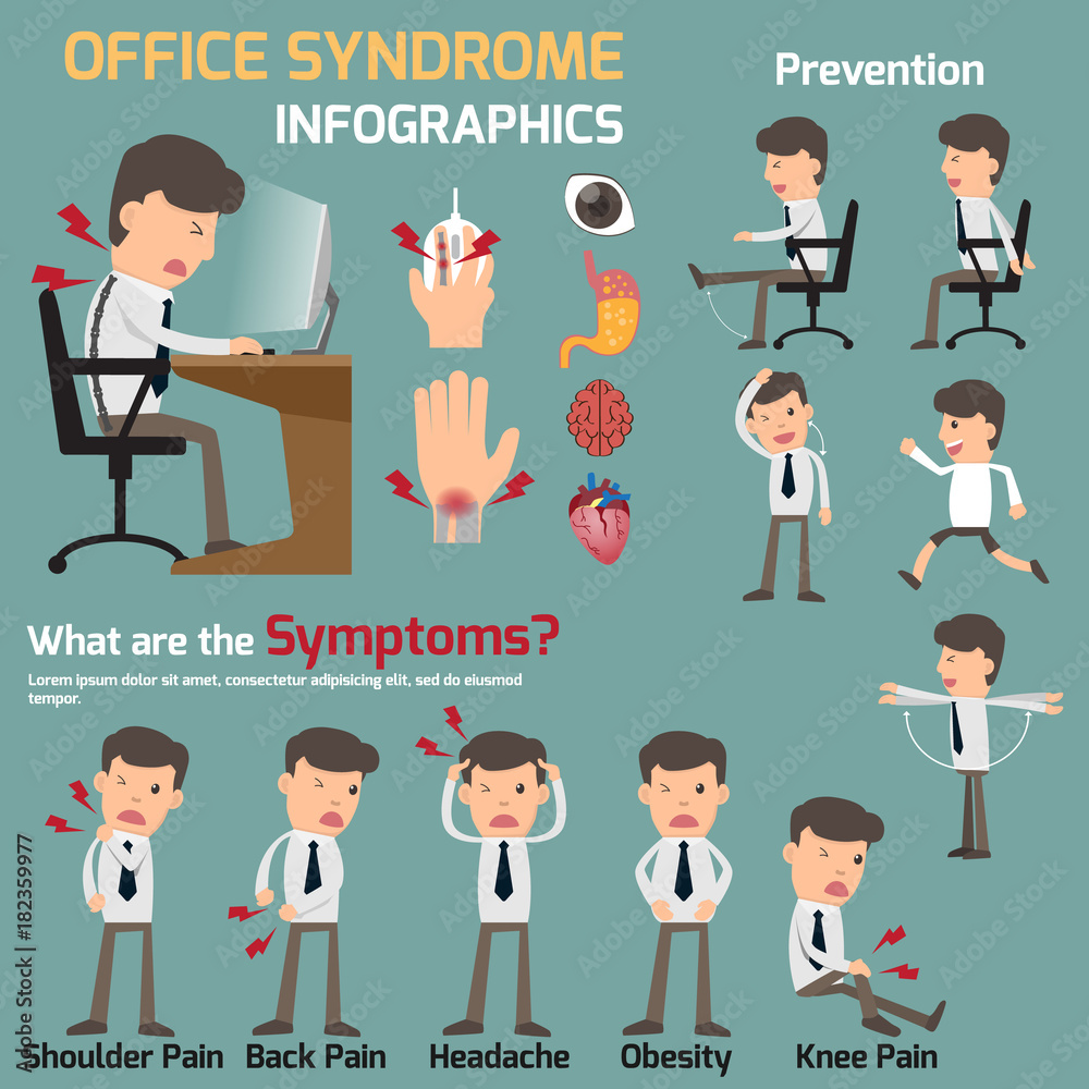 Business man have office syndrome symptoms and effect to organs ...