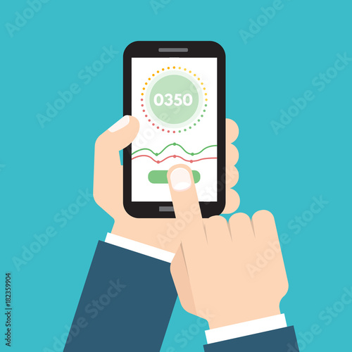 Credit score app gauges.  Vector illustration in flat style.