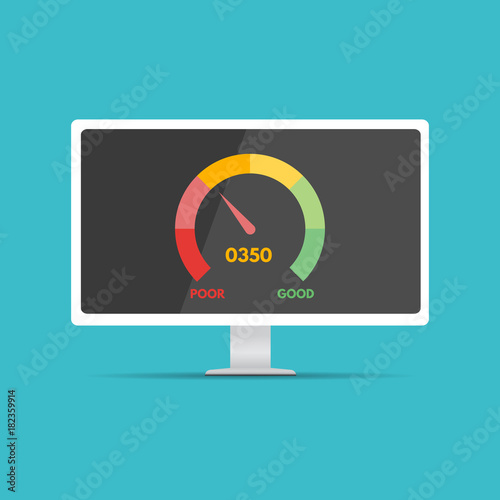 Credit score app gauges.  Vector illustration in flat style.