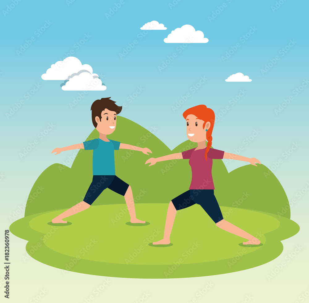 healthy lifestyle people doing yoga poses and exercises vector illustration graphic design healthy lifestyle people doing yoga poses and exercises vector illustration graphic design