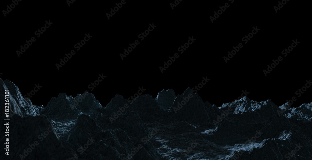 Naklejka premium Dark asteroids close up 3D rendering