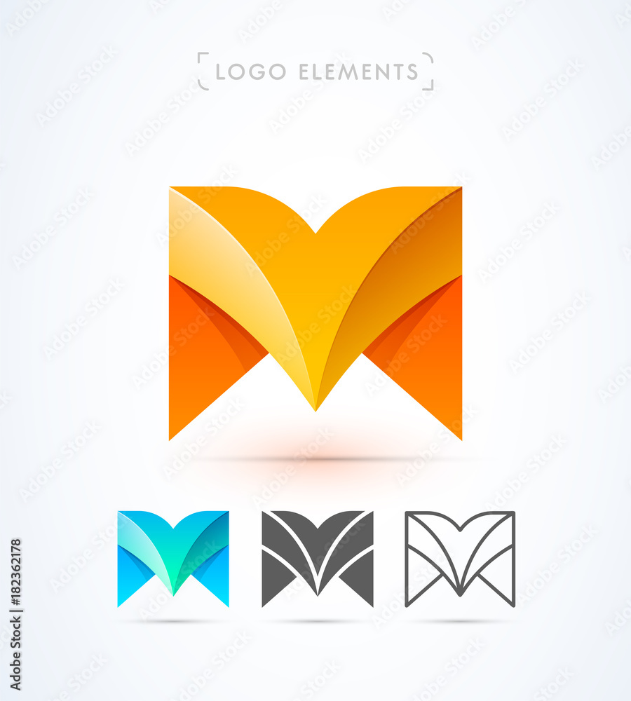 Vector abstract origami letter M logo design template. Material design ...