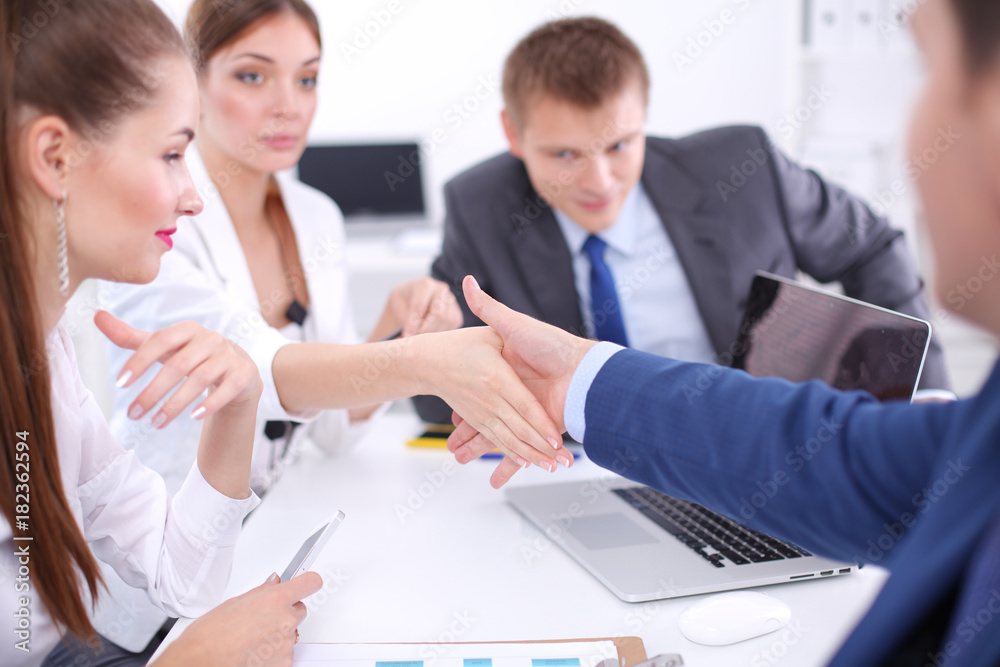 Obraz premium Business people working with laptop in an office. Business people . working